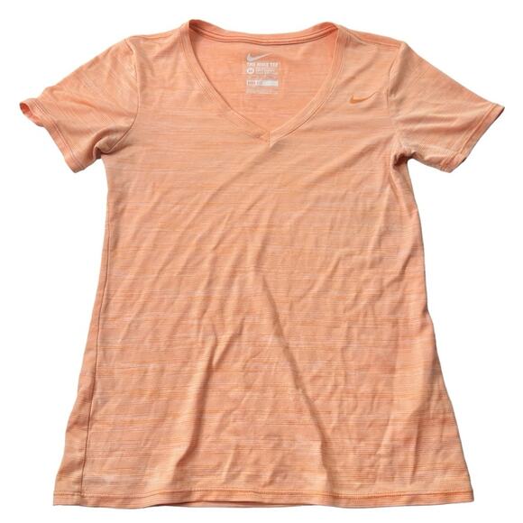 NikeLegend Veneer V-Neck T-Shirt In Mandarin athletic cut dri-fit woman's XS - Picture 1 of 7
